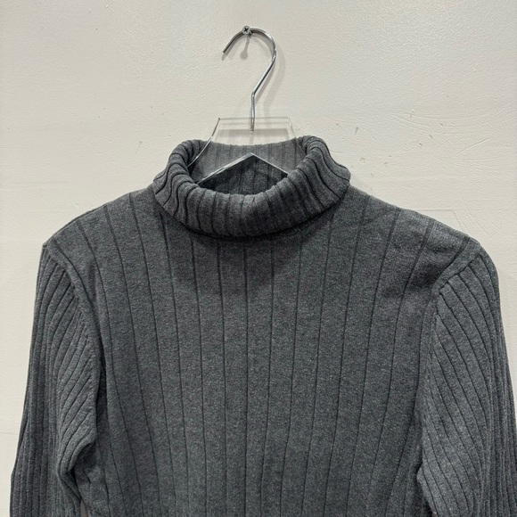 Preview International Ribber Knit Long Sleeve High Neck Sweater Dark Grey Cotton - Picture 3 of 6